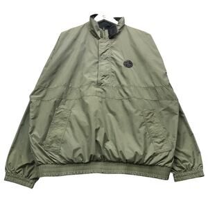 Vintage Boast USA 1/4 Zip Nylon Windbreaker Jacket Men XL Pockets Logo Green